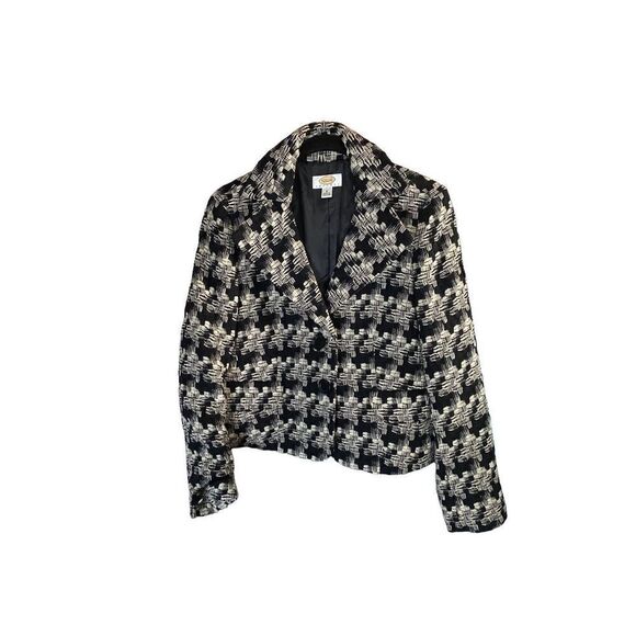 Talbots vintage, black and white checkered blazer/jacket size 8 - Picture 1 of 4